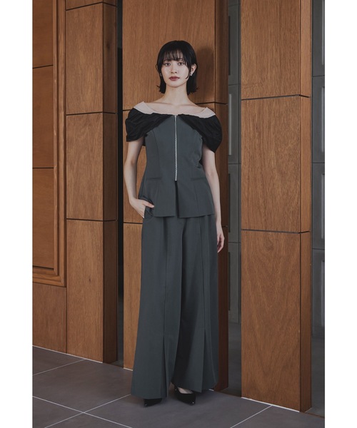 niana(ニアナ)の「ノットシャツドッキングセットアップドレス 2点セット パンツドレス セパレート ワイドパンツ 結婚式 二次会 同窓会 成人式 お呼ばれ パーティードレス オケージョンドレス(パンツドレス・レディース・チャコール/ベージュ/ブラック・L/M/S)」の12枚目の写真