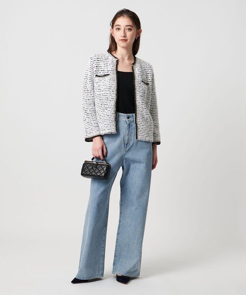 セール】ツイードライク ニットカーディガン（カーディガン/ボレロ