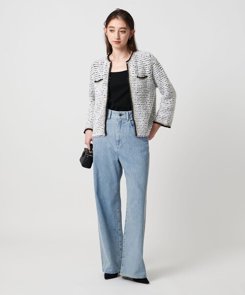 UNITED ARROWS(ユナイテッドアローズ)の「ツイードライク ニットカーディガン(カーディガン/ボレロ・レディース・オフホワイト/ブラック・FREE)」の5枚目の写真