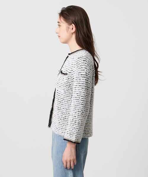 セール】ツイードライク ニットカーディガン（カーディガン/ボレロ