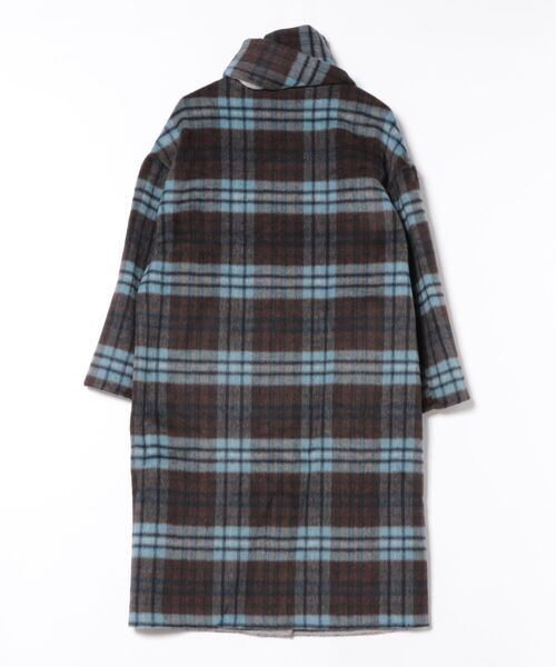 セール】【BANICO】リバーシブルチェック ウールコート マフラー付き