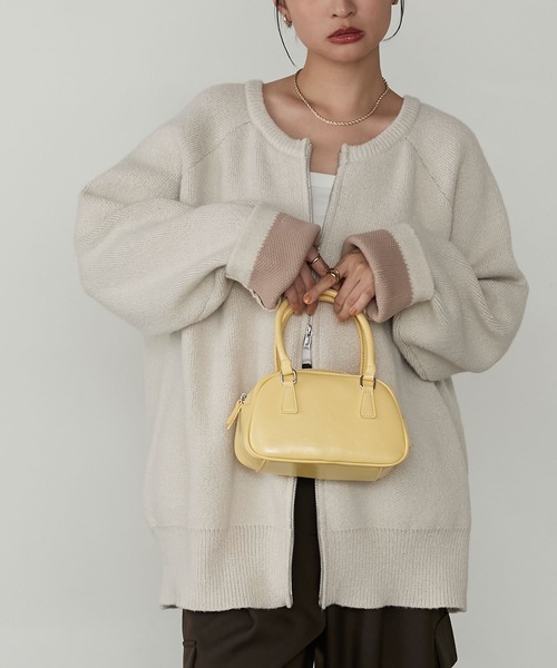 MONO-MART（モノマート）の「バイカラー配色ダブルフェイスルーズニットカーディガン（カーディガン/ボレロ・レディース・レッド/ブラック/アイボリー/ブラウン/ネイビー/グレー・L/M）」の19枚目の写真