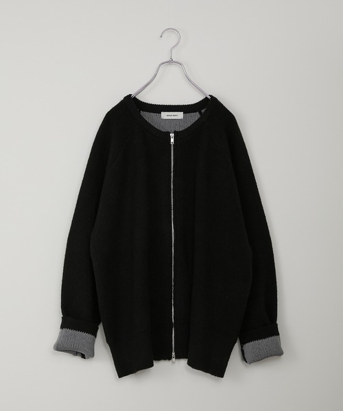 MONO-MART（モノマート）の「バイカラー配色ダブルフェイスルーズニットカーディガン（カーディガン/ボレロ・レディース・レッド/ブラック/アイボリー/ブラウン/ネイビー/グレー・L/M）」の8枚目の写真