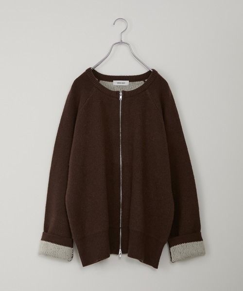 MONO-MART（モノマート）の「バイカラー配色ダブルフェイスルーズニットカーディガン（カーディガン/ボレロ・レディース・レッド/ブラック/アイボリー/ブラウン/ネイビー/グレー・L/M）」の9枚目の写真