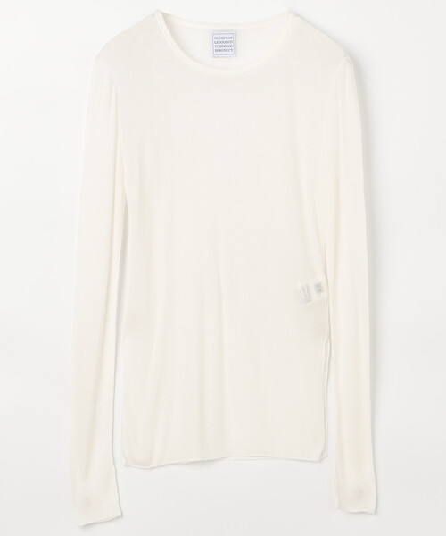 GOOD PEOPLE GOOD STITCHING GOOD PRODUCT(グッドピープルグッドスティッチンググッドプロダクト)の「GOODPEOPLE GOODSTITCHING GOODPRODUCT/グッドピープルグッドスティッチンググッドプロダクト Crew Neck Long Sleeve T / クルーネック シアーロングスリーブTシャツ(Tシャツ/カットソー・レディース・ブラック/チャコールグレー/ホワイト・SMALL)」の2枚目の写真