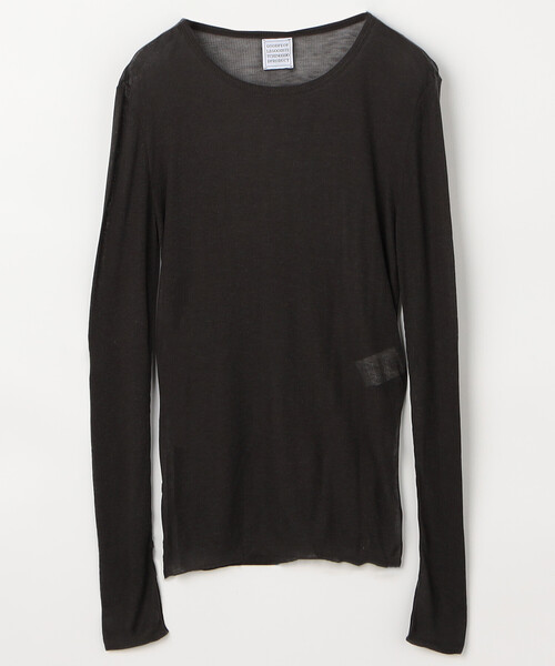 GOOD PEOPLE GOOD STITCHING GOOD PRODUCT(グッドピープルグッドスティッチンググッドプロダクト)の「GOODPEOPLE GOODSTITCHING GOODPRODUCT/グッドピープルグッドスティッチンググッドプロダクト Crew Neck Long Sleeve T / クルーネック シアーロングスリーブTシャツ(Tシャツ/カットソー・レディース・ブラック/チャコールグレー/ホワイト・SMALL)」の1枚目の写真
