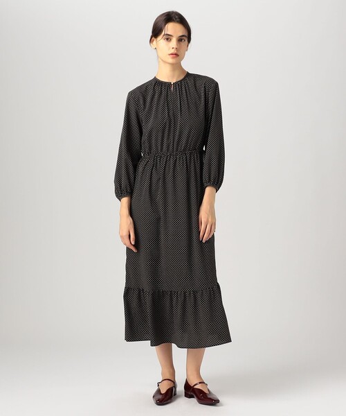 ミニドットプリント ティアードワンピース（ワンピース）｜BALLSEY