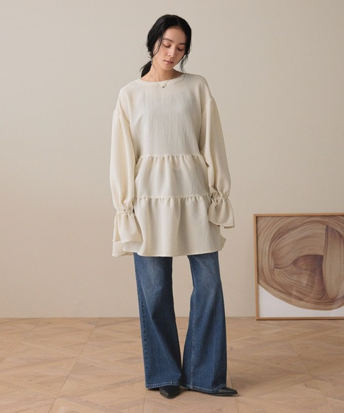 LOWRYS FARM（ローリーズファーム）の「ティアードミニワンピースＬＳ　581975（ワンピース・レディース・アイボリー/ブラウン/ブラック・FREE）」の5枚目の写真