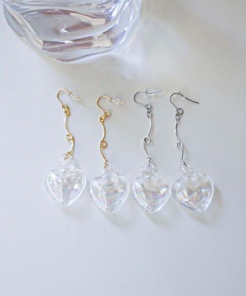 CERCA(チェルカ)の「jolie minette/お水入り ハートガラスドーム フック ピアス /アレルギー対応(ピアス(両耳用)・レディース・ゴールド/シルバー・FREE)」の14枚目の写真
