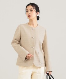 【Demi-Luxe BEAMS】レディース　ツイード　ノンカラージャケット Demi-Luxe BEAMS（デミルクス ビームス）ツイード ノーカラー