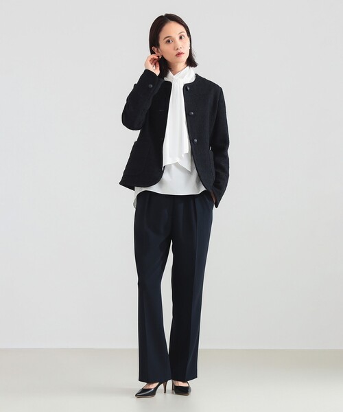 Demi-Luxe BEAMS（デミルクス ビームス）の「ミックスツイード ジャケット【セレモニー・フォーマル】（ノーカラージャケット・レディース・ベージュ/ネイビー・38/36）」の10枚目の写真