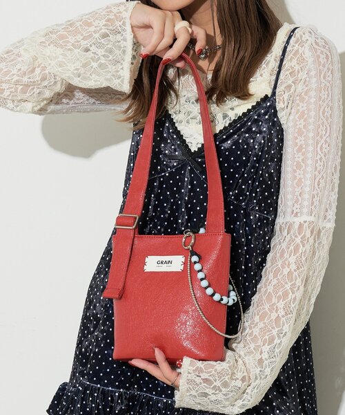 GRAIN(グレイン)の「【GRAIN/グレイン】ビーズチャーム付きベルトバッグ(トートバッグ・レディース・ブラック/レッド/サックスブルー・FREE)」の10枚目の写真