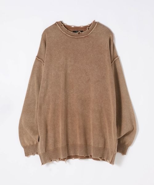 JEANASIS（ジーナシス）の「12Gストーンウォッシュカットライクプルオーバー/595826（ニット/セーター・レディース・グリーン系その他/ブラウン/グレー/ブラック・FREE）」の3枚目の写真