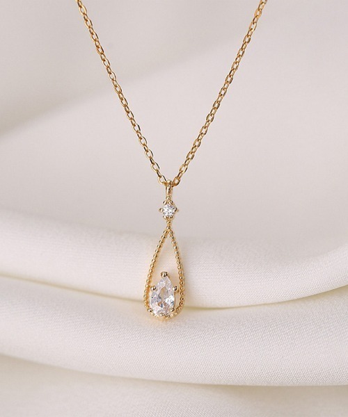一粒 ゴールドネックレス 粒 ストーン シンプル モード 18金 イエローゴールド ダイヤモンド ダイアモンド ジュエリー ゴールド シンプル 一粒石ネックレス