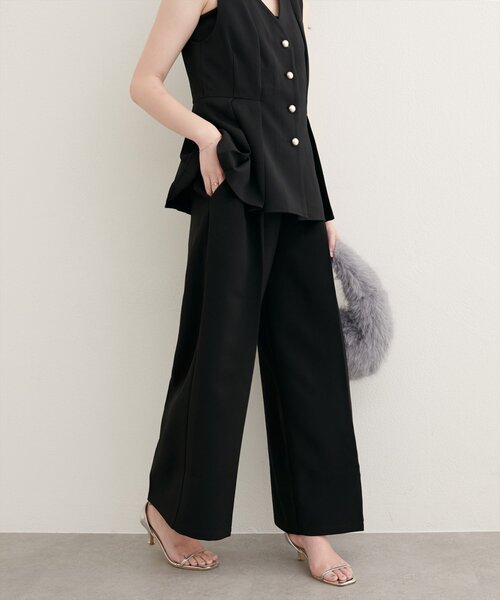 あぢゅ natural couture ウエストリボンタックパンツ セール】ウエストリボンタックパンツ（その他パンツ）｜natural