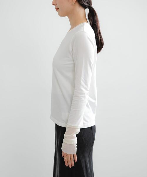 URBAN RESEARCH（アーバンリサーチ）の「チュール切り替えカットソー（Tシャツ/カットソー・レディース・オフホワイト/ブラック・FREE）」の7枚目の写真