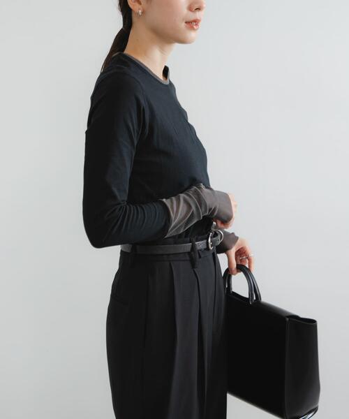 URBAN RESEARCH（アーバンリサーチ）の「チュール切り替えカットソー（Tシャツ/カットソー・レディース・オフホワイト/ブラック・FREE）」の13枚目の写真