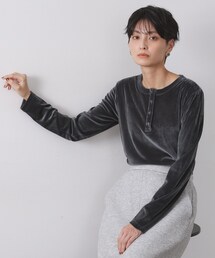 OPAQUE.CLIP（オペークドットクリップ）の「ベロアタッチリブトップス【洗濯機OK】（Tシャツ/カットソー）」