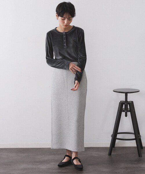 OPAQUE.CLIP（オペークドットクリップ）の「ベロアタッチリブトップス【洗濯機OK】（Tシャツ/カットソー・レディース・オフホワイト/ベビーピンク/チャコールグレー・42/38/40）」の12枚目の写真