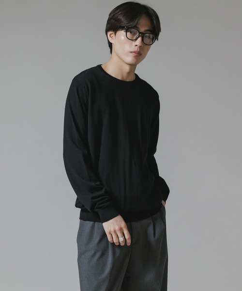 JOHN SMEDLEY(ジョンスメドレー)の「JOHN SMEDLEY/ジョンスメドレー PULLOVER CN LS ハイゲージ メリノウール 長袖ニット(ニット/セーター・メンズ・ブラック/ライトグレー・M/L)」の6枚目の写真