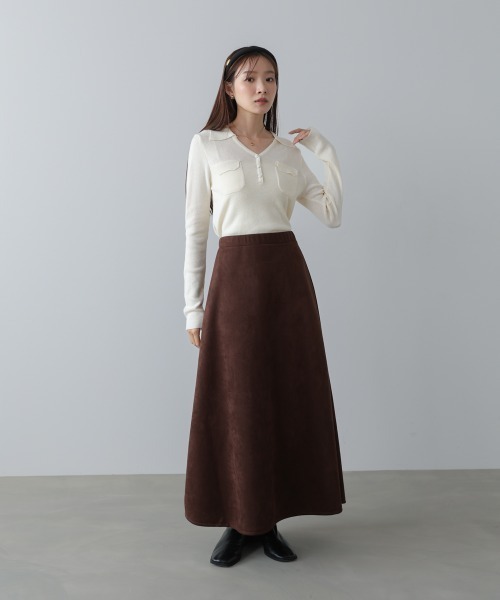 Bab（バブ）の「くるみボタンポロニット（ニット/セーター・レディース・ブラウン/アイボリー/ブラック/チャコールグレー・FREE）」の7枚目の写真