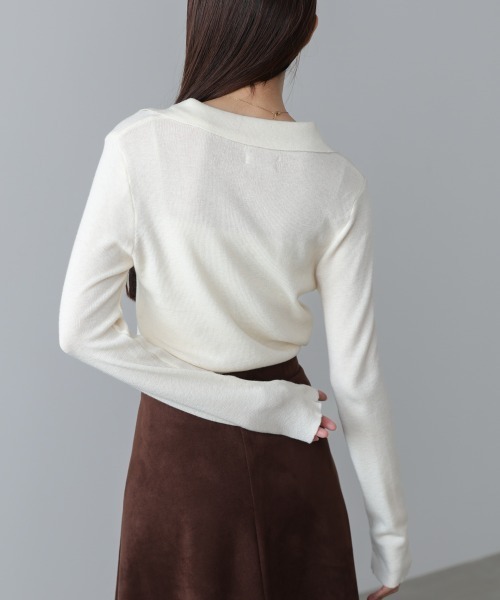 Bab（バブ）の「くるみボタンポロニット（ニット/セーター・レディース・ブラウン/アイボリー/ブラック/チャコールグレー・FREE）」の10枚目の写真