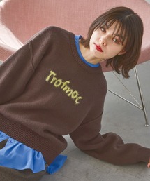 カシミリーレタリングニットプルオーバー