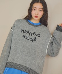 カシミリーレタリングニットプルオーバー