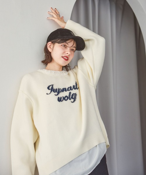 ニコ♡ ページ カシミリーレタリングニットプルオーバー（ニット/セーター）｜niko