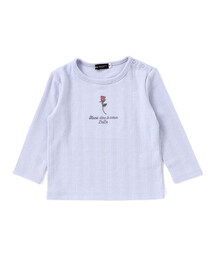 針抜きローズ刺しゅう長袖Tシャツ(80~100cm)