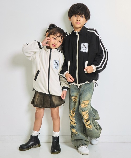 ANAP kids(アナップキッズ)の「リバーシブル フリース ブルゾン 【ユニセックスアイテム】【ジュニアお揃い】(ブルゾン・キッズ・ホワイト/ブラック・110/130/120)」の6枚目の写真