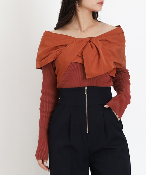 セール】オフショルリボンリブニット（ニット/セーター）｜TRUDEA