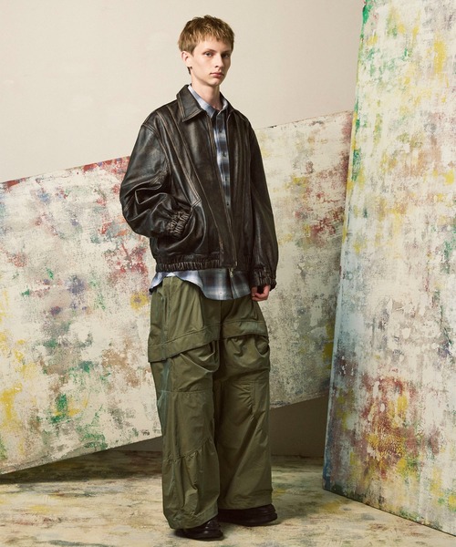 MAISON SPECIAL（メゾンスペシャル）の「《UNISEX》Sheep Leather Single Collard Blouson/シープレザーシングルカラーブルゾン【MAISON SPECIAL/メゾンスペシャル】（ライダースジャケット・メンズ・ブラック/ダークブラック/ダークブラウン・0/1/2）」の4枚目の写真