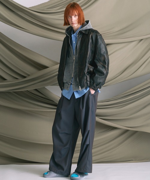 メゾンスペシャル シープレザーシングルカラーブルゾン ブラック サイズ1 UNISEX》Sheep Leather Single Collard Blouson/シープレザーシングル