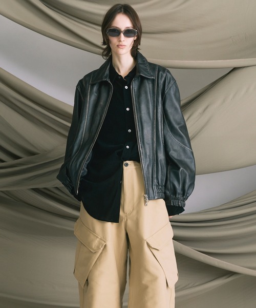 UNISEX》Sheep Leather Single Collard Blouson/シープレザーシングル