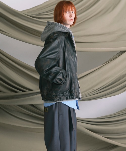 UNISEX》Sheep Leather Single Collard Blouson/シープレザーシングル