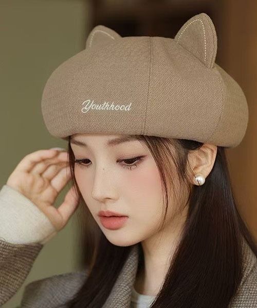 gossip！ロサンゼルス（ゴシップロサンゼルス）の「猫耳キュートベレー（キャップ・レディース・ブラック/オフホワイト/ライトブラウン・FREE）」の4枚目の写真