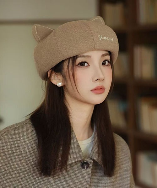 gossip！ロサンゼルス（ゴシップロサンゼルス）の「猫耳キュートベレー（キャップ・レディース・ブラック/オフホワイト/ライトブラウン・FREE）」の5枚目の写真