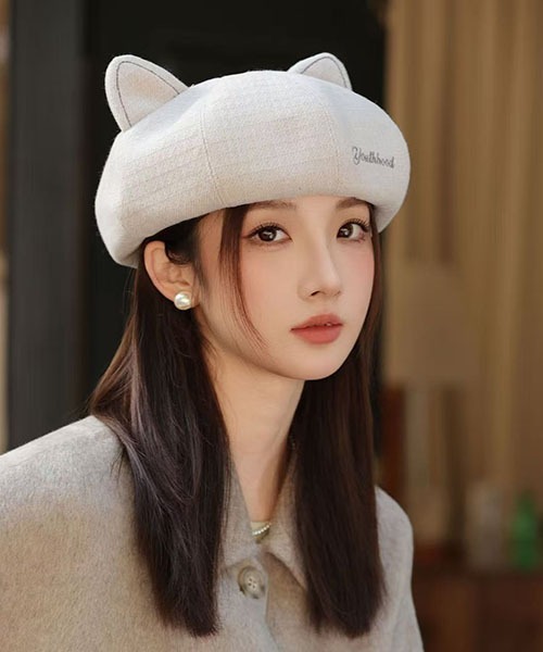 gossip！ロサンゼルス（ゴシップロサンゼルス）の「猫耳キュートベレー（キャップ・レディース・ブラック/オフホワイト/ライトブラウン・FREE）」の11枚目の写真