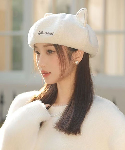 gossip！ロサンゼルス（ゴシップロサンゼルス）の「猫耳キュートベレー（キャップ・レディース・ブラック/オフホワイト/ライトブラウン・FREE）」の12枚目の写真