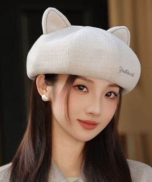 gossip！ロサンゼルス（ゴシップロサンゼルス）の「猫耳キュートベレー（キャップ・レディース・ブラック/オフホワイト/ライトブラウン・FREE）」の13枚目の写真