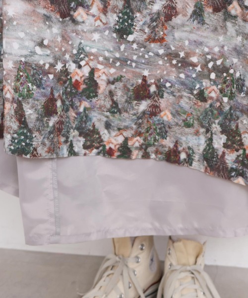 l'atelier du savon（アトリエドサボン）の「星くずと冬の街　シャツコールプリントスカート（スカート・レディース・ネイビー/ベージュ・FREE）」の7枚目の写真