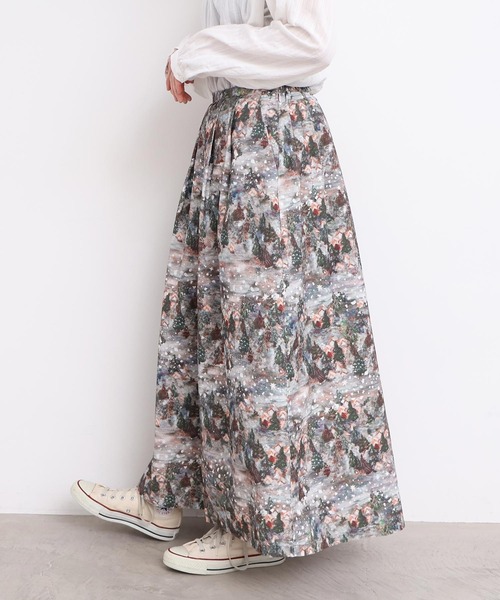 l'atelier du savon（アトリエドサボン）の「星くずと冬の街　シャツコールプリントスカート（スカート・レディース・ネイビー/ベージュ・FREE）」の12枚目の写真