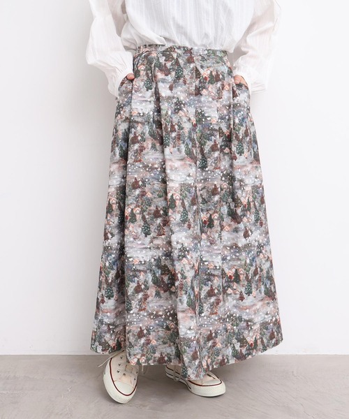 l'atelier du savon（アトリエドサボン）の「星くずと冬の街　シャツコールプリントスカート（スカート・レディース・ネイビー/ベージュ・FREE）」の11枚目の写真