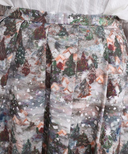 l'atelier du savon（アトリエドサボン）の「星くずと冬の街　シャツコールプリントスカート（スカート・レディース・ネイビー/ベージュ・FREE）」の3枚目の写真