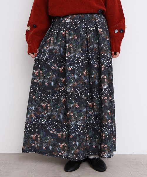 l'atelier du savon（アトリエドサボン）の「星くずと冬の街　シャツコールプリントスカート（スカート・レディース・ネイビー/ベージュ・FREE）」の15枚目の写真