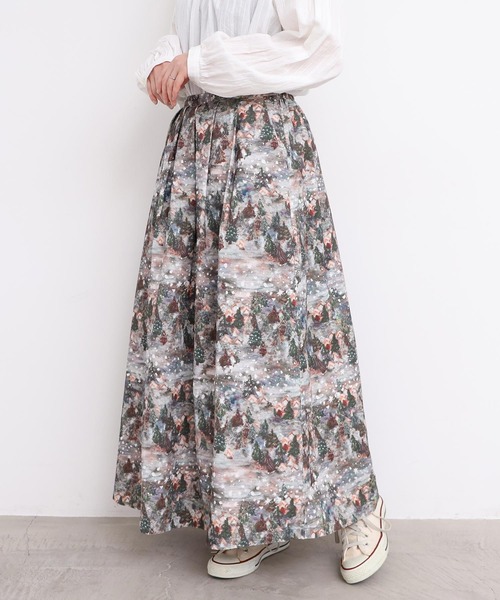 l'atelier du savon（アトリエドサボン）の「星くずと冬の街　シャツコールプリントスカート（スカート・レディース・ネイビー/ベージュ・FREE）」の10枚目の写真