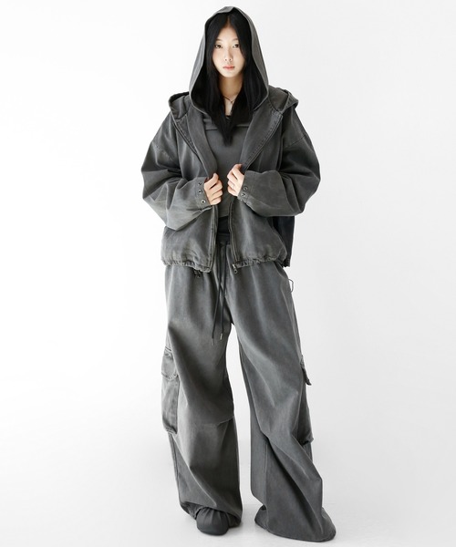 minsobi（ミンソビ）の「バックポケットピグメントジャケット（ノーカラージャケット・メンズ・チャコールグレー・FREE）」の15枚目の写真