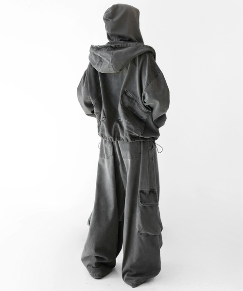 minsobi（ミンソビ）の「バックポケットピグメントジャケット（ノーカラージャケット・メンズ・チャコールグレー・FREE）」の17枚目の写真