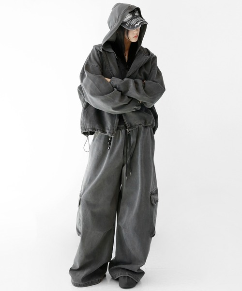 minsobi（ミンソビ）の「バックポケットピグメントジャケット（ノーカラージャケット・メンズ・チャコールグレー・FREE）」の12枚目の写真